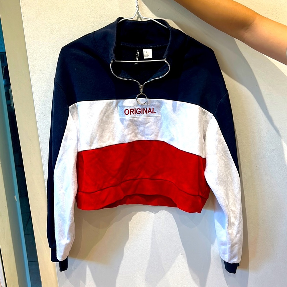 CROP HALF ZIP SWEATSHIRT
